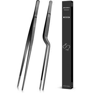 30 cm kookpincet en offset pincet, tang precisie gemaakte punten, roestvrij staal, professionele chef-pincet, keukengereedschap voor BBQ, platters en servers