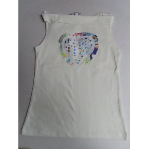 Topje - Meisjes - Ecru - Hartje met glitter sterren - 6 jaar 116