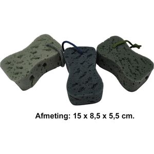 Rojafit Bad- en Douche Spons - Reliëf - Voordeelset 3 Stuks !! - Groengrijs - Afmeting: 15 x 8,5 x 5,5 cm.
