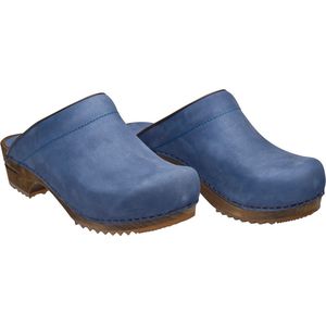 Sanita Clogs dames houten muiltjes Wood-Chrissy Open leer 1200009W blauw