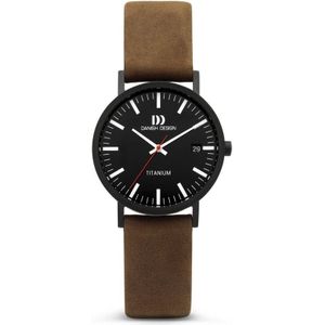 Danish Design Rhine Medium Horloge - Danish Design mensen horloge - Zwart - diameter 35 mm - Titanium