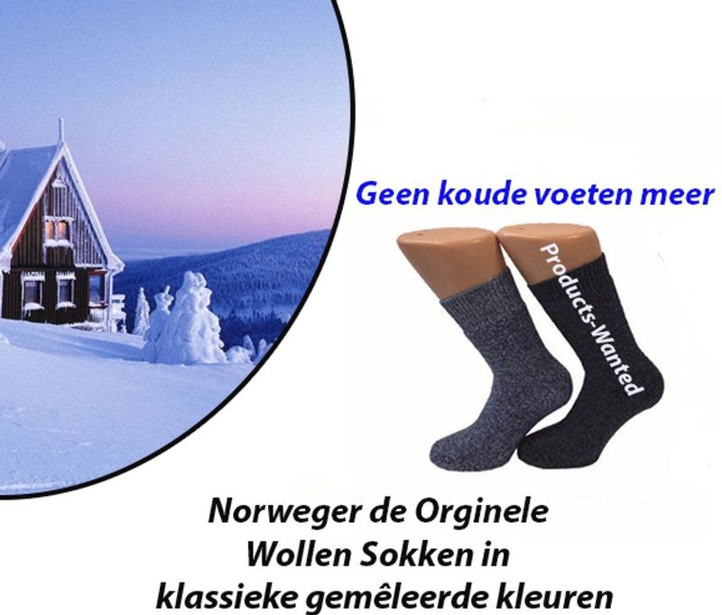 Boru - Norweger Sokken - Navy en Blauw-Antraciet - 6-Paar - Wollen Sokken