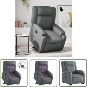 vidaXL Massagestoel - Sta-op-stoel - Sta-op-massagestoel elektrisch kunstleer grijs - Relaxfauteuil - Ergonomische Stoel - Elektrische Stoel