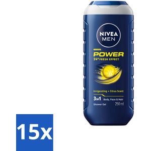 Nivea - Men - Douchegel - Power Refresh - 250 ml - Bulkverpakking - 15 stuks