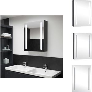 vidaXL Wandkast - Badkaastje - 50x13x70 cm - Met spiegel en LED - Antraciet - Badkamerkast