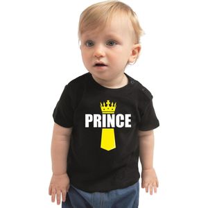 Koningsdag t-shirt Prince met kroontje zwart - peuters - Kingsday outfit / kleding / shirt 98