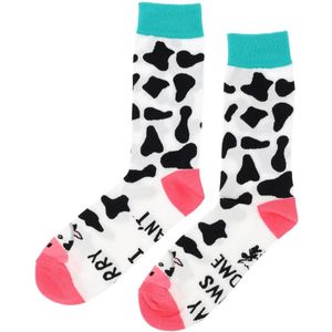 Sokken Katoen – Koeien Print – Wit Zwart Groen Roze – Maat 38-45