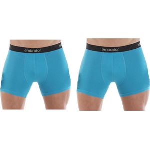 Embrator 2-stuks mannen Boxershort turquoise blauw maat L