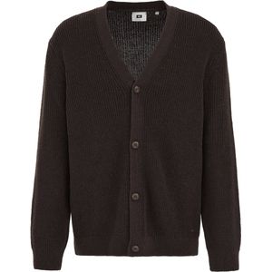 WE Fashion - Vest - Donkerbruin - Rib Gebreid