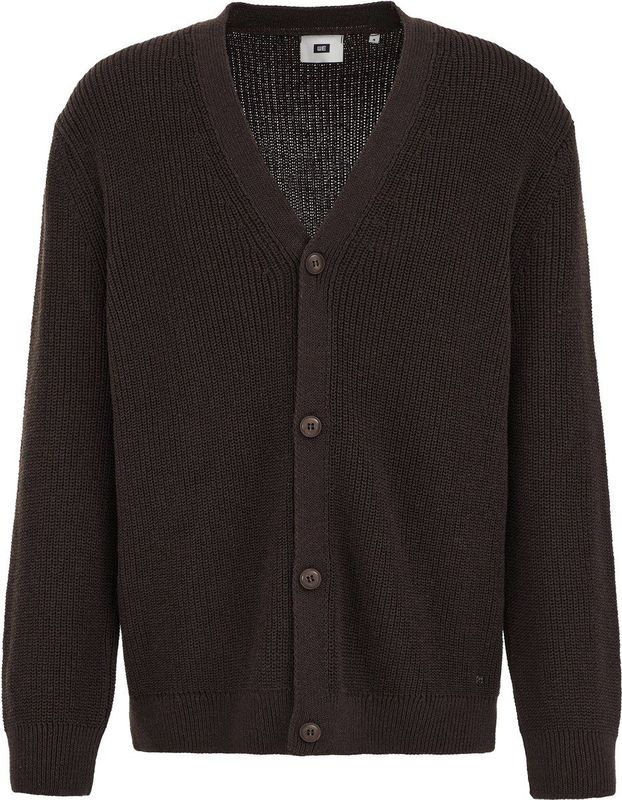 WE Fashion - Vest - Donkerbruin - Rib Gebreid
