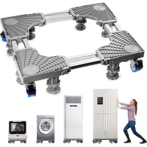 Verstelbare Wasmachine verhoger met 8 poten - Antislip en schokdempend - Voor koelkast en droger - Breedte instelbaar 45 - 68 cm - Hoogte instelbaar 85 - 120 cm Wasmachine verhoger
