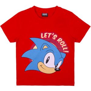 Sonic the Hedgehog t-shirt - rood - Maat 164 / 14 jaar