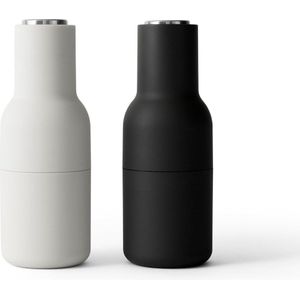 Menu - Bottle Grinder - Peper- & Zoutmolen - Ash/Carbon Steel - Zwart/Lichtgrijs RVS - Set van 2