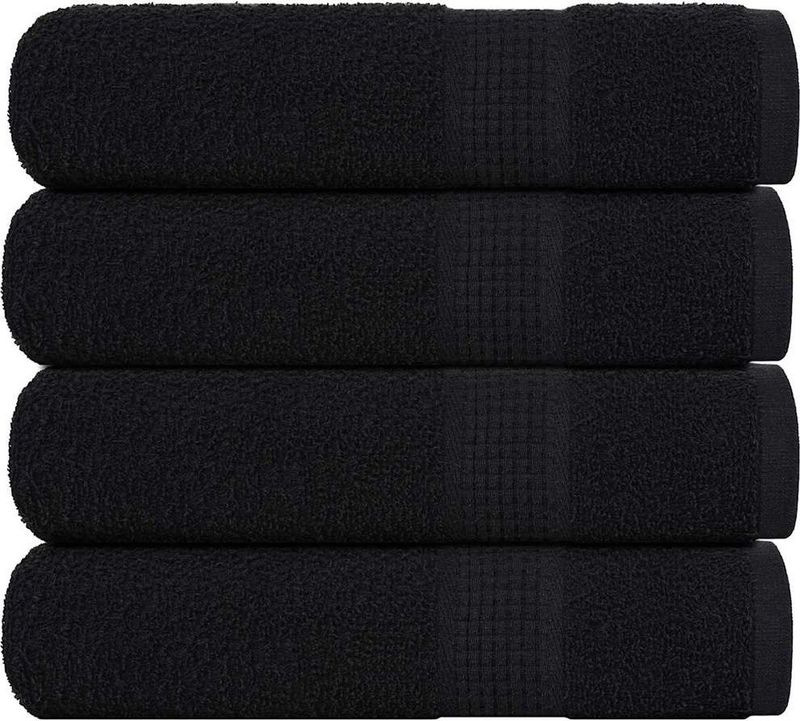 vidaXL - Badhanddoeken - Zwart - 4 stuks - 100x150 cm - 360 g/m² - 100% Katoen