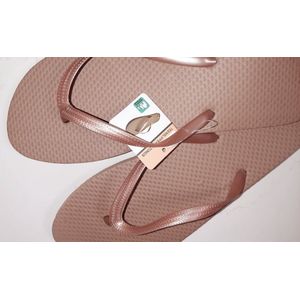 Evora teenslippers midden bruin zand - 1 paar bruine slippers - maat 38/39 - flip flops - PE slipper - medium