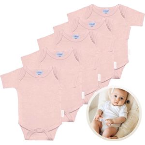 Funnies Rompertjes 5-Pack Blush - 50-56 - Set van 5 Zachte Babyrompers / Boxpakjes / Babybody's - Gemaakt van Comfortabele en Ademende Stoffen - Perfect voor Dagelijks Gebruik bij Baby’s - Makkelijk aan en uit te trekken en Wasmachinebestendig