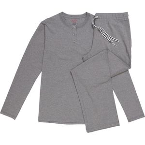 La-V pyjamaset met henleykraag voor heren Donkergrijs S