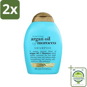 OGX - Renewing Moroccan Argan Oil - Shampoo - Voor Vrouwen - 385 ml - Voordeelverpakking - 2 stuks - Arganolie shampoo - Haar herstel