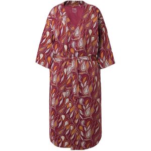 Ulla Popken Badjas lang  oranje / donkerrood / wit