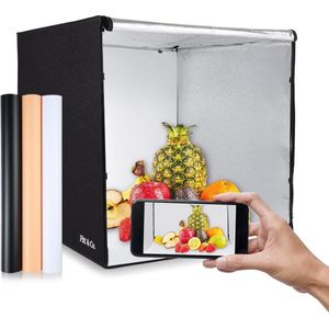 Fotostudio met led verlichting XL - 80cm x 80cm Opvouwbaar - Lightbox - Achtergrond Fotografie - Fotobox - Productfotografie - Softbox– Lichtbox – Studio - Zwart