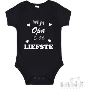 100% katoenen Romper ""Mijn Opa is de liefste"" Unisex Katoen Zwart/wit 56/62