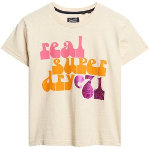Superdry 70´s Retro Font Graphic T-shirt Met Korte Mouwen Wit S Vrouw