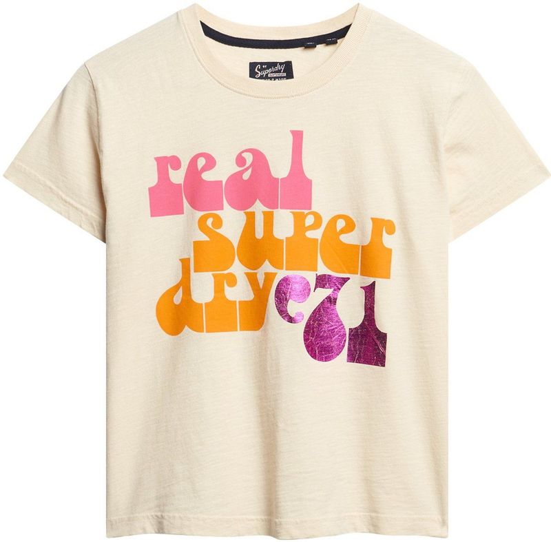 Superdry 70´s Retro Font Graphic T-shirt Met Korte Mouwen Wit S Vrouw
