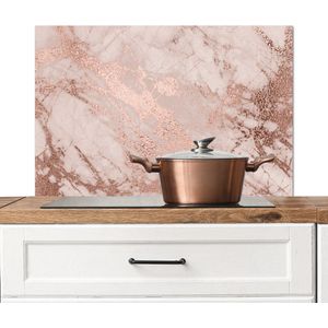 Spatscherm keuken 90x60 cm - Kookplaat achterwand Marmer - Roze - Luxe - Marmerlook - Glitter - Design - Muurbeschermer - Spatwand fornuis - Hoogwaardig aluminium