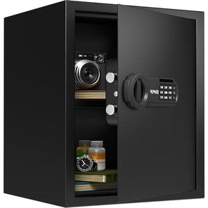 Luxe Elektrische Kluis – Brandwerend – Met Cijferslot & Sleutel – 43L Opslag – Voor Thuis en Kantoor – XXL Design – Zwart