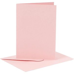 Kaarten en enveloppen, afmeting kaart 10,5x15 cm, afmeting envelop 11,5x16,5 cm, roze, 6sets
