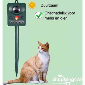 Kattenverjager - Kattenschrik - Muizenverjager - Vogelverjager - Marterverjager - Ultrasoon - Zonne-energie - Oplaadbaar - Shopping4All