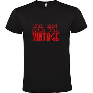Zwart T-Shirt met “ I'm not Old I'm Vintage “ print  Rood Size XXL