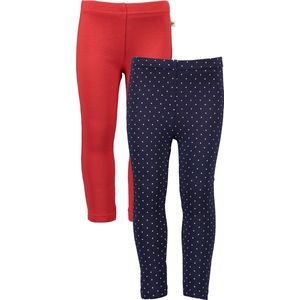 Blue Seven - Leggings - 2pack - Blauw met stip - Rood - 122