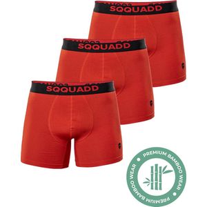 SQQUADD® Bamboe Ondergoed Heren - 3-pack Boxershorts - Maat S - Comfort en Kwaliteit - Voor Mannen - Bamboo - Rood