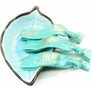 Set van 8 Hair Twist en Wrist Bandjes Turquoise | Aloha Haarbandjes