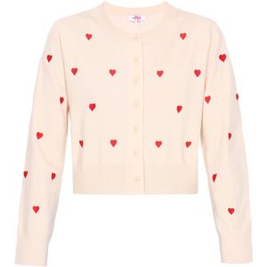 MYMO - Gebreid Vest - Rood/Natuurwit - Knitwear