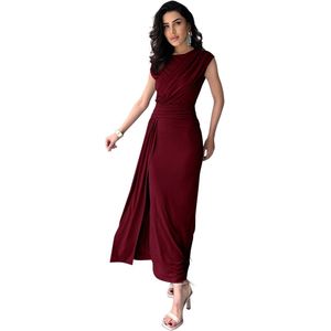 Trendyol Bourgondische Getailleerde Maxi Elegante Avondjurk Voor Afstuderen Tprss25El00316