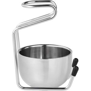 Shaving Brush Stand with Bowl Stainless Steel Shaving Brush Stand Holder Razor Bowl Grooming Set Male Facial Cleansing Tool (Silver)