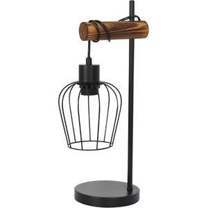 D&B Lampje - Industrieel Design - Tafellamp - Slaapkamer - E27 - Retro - Nachtkast Lamp - Woonkamer - Kleur Zwart