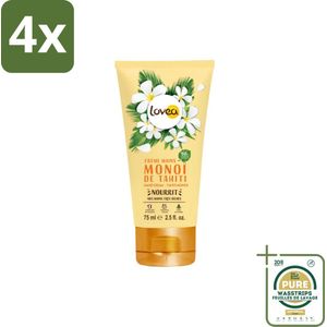 Lovea – Handcrème – Tahiti Monoï – Hydraterend – 75 ml - Voordeelverpakking - 4 stuks - Droge handen - Monoï geur
