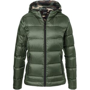 James and Nicholson Dames/dames Hooded Down Jacket (Olijfgroene/Groene Camouflage)