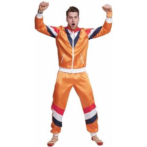 Fout trainingspak - retro - foute kleding - party outfit - Carnaval kostuum - dames - heren - 80s - Holland - oranje - Maat XS/S