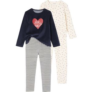 Set van 2 Pyjama's - Ecru - Fluweel - Voor Meisjes