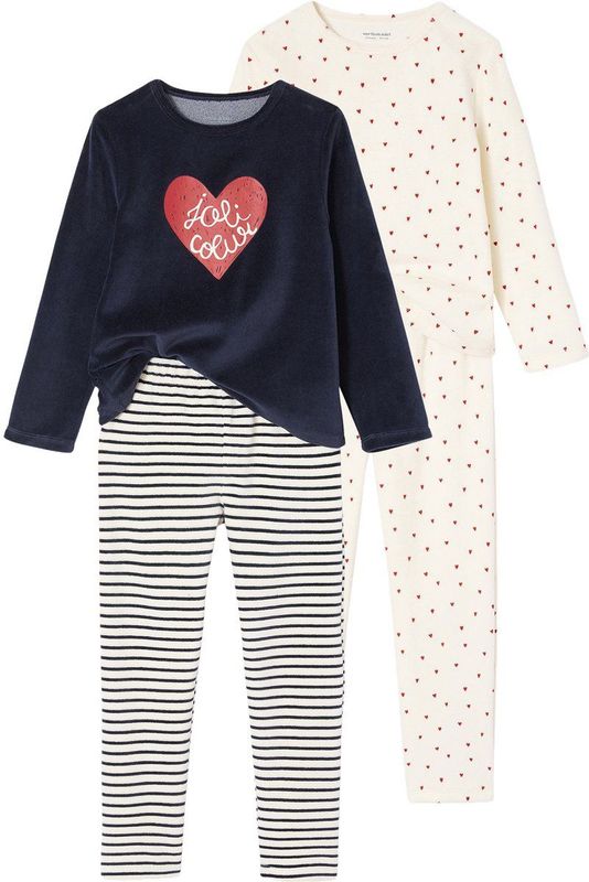 Set van 2 Pyjama's - Ecru - Fluweel - Voor Meisjes