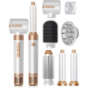 7 in 1 Föhnborstel set, Air Styler voor Fohn Borstel, 110000 U/Min Hair Dryer, Fohn met Diffuser, Heteluchtborstel, Krulborstel, Stijlborstel, Thermal Brush, 1400 watt
