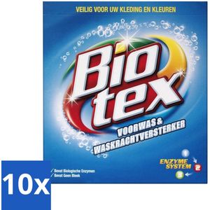 10 x Biotex - Voorwas & Waskrachtversterker - Waspoeder - Witte en Gekleurde Was - 50 Wasbeurten - Waspoeder - Voorwas - Wasmiddel - Vlekverwijdering - Kleding Reinigen