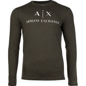 Groen Katoenen T-Shirt Met Lange Mouwen En Ronde Hals