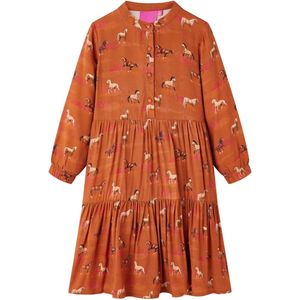 vidaXL - Kinderjurk - Cognackleurig - Paardenprint