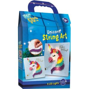 Totum Bright lights string art unicorn - eenhoorn lichtschilderijtje maken met katoen string art - Totum home deco knutselset