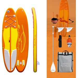 FunWater - Opblaasbaar Supboard - SUP board - 305*80*15 CM - Oranje - Compleet Pakket - Accessoires - Staand - Verticaal - Inclusief pomp , reisrugzak, 3 Finnen, Stoeltje - Surfboard - Verstelbare aluminium peddel - Breed Formaat